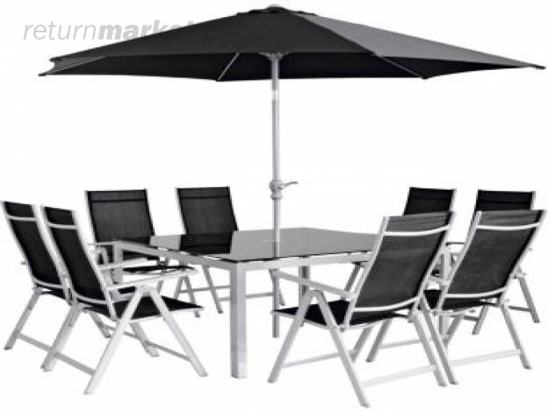 malibu 8 seater patio furniture set with parasol black patio ideas